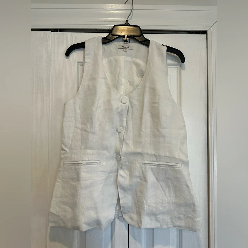 Madewell White Ribbed Button-Front Tank Top - Picture 3 of 5